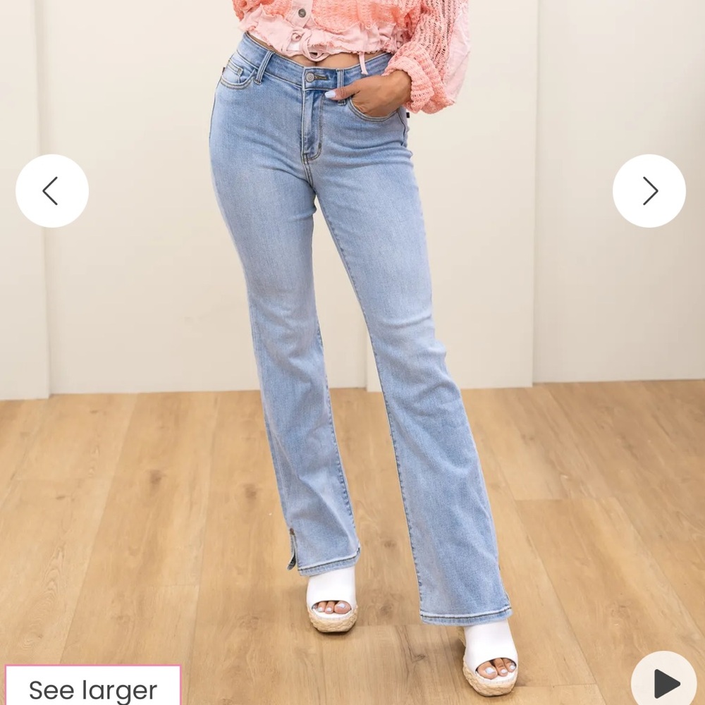 Judy Blue Judy With A Booty Mid Rise Bootcut Side Slit Jeans